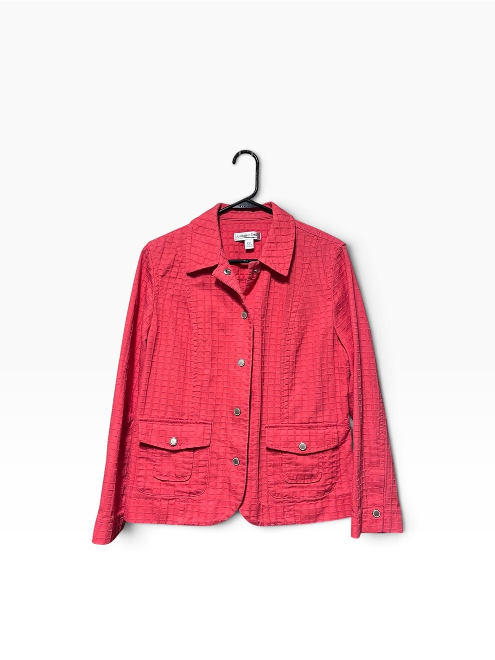 Coldwater Creek Coral Pink Textured Snap Front Utility Jacket — Petite size 12